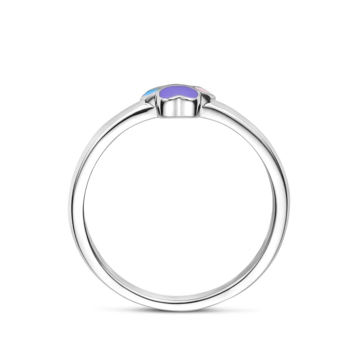 Bague pour enfant en argent avec émail empreinte de patte de chien – rhodiée