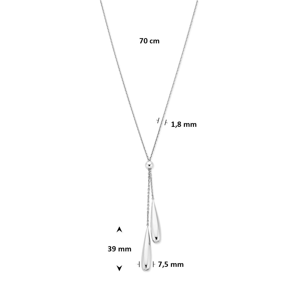 Collier y en argent 925 avec pendentifs en forme de goutte