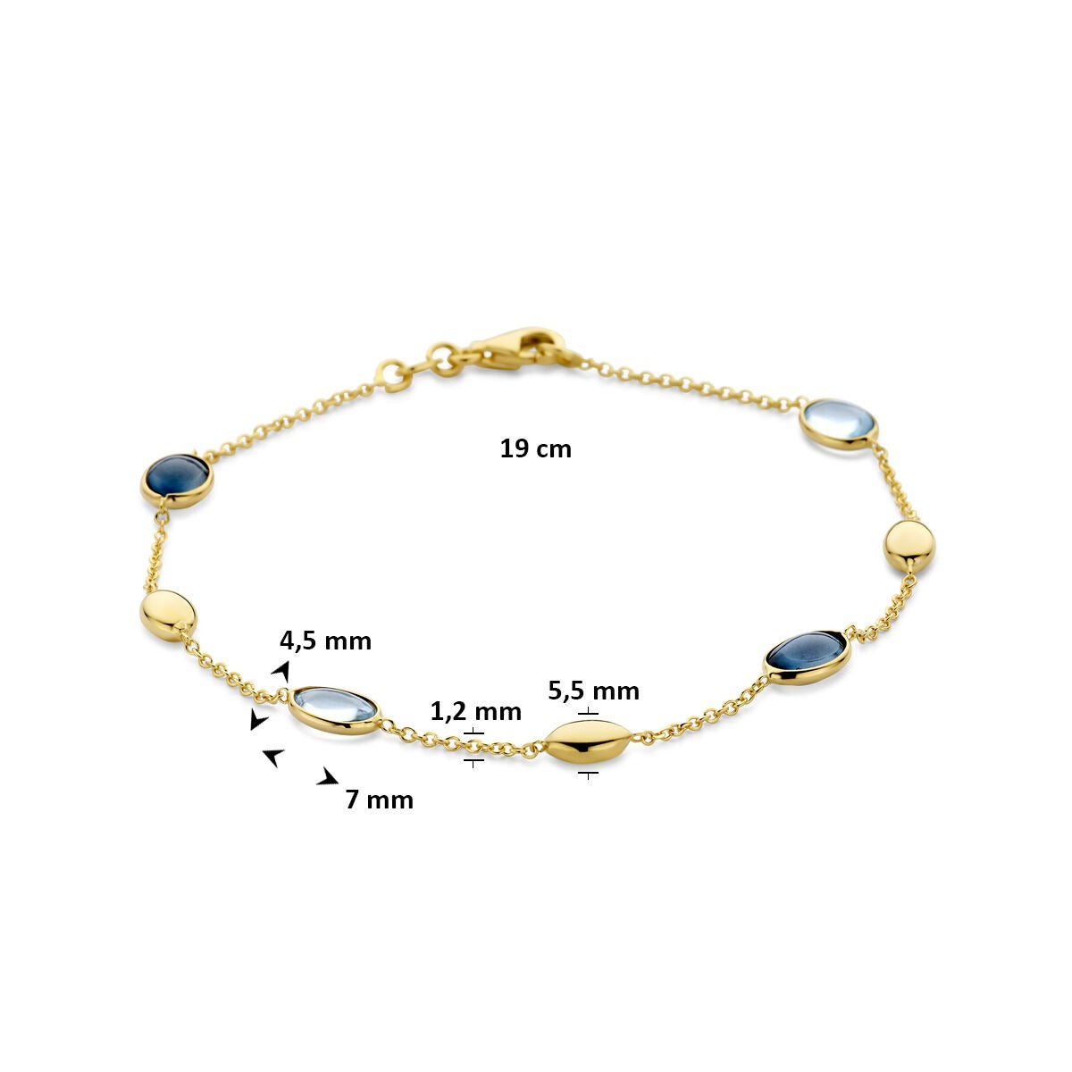 Bracelet en or jaune 14k avec topazes sky blue et London blue