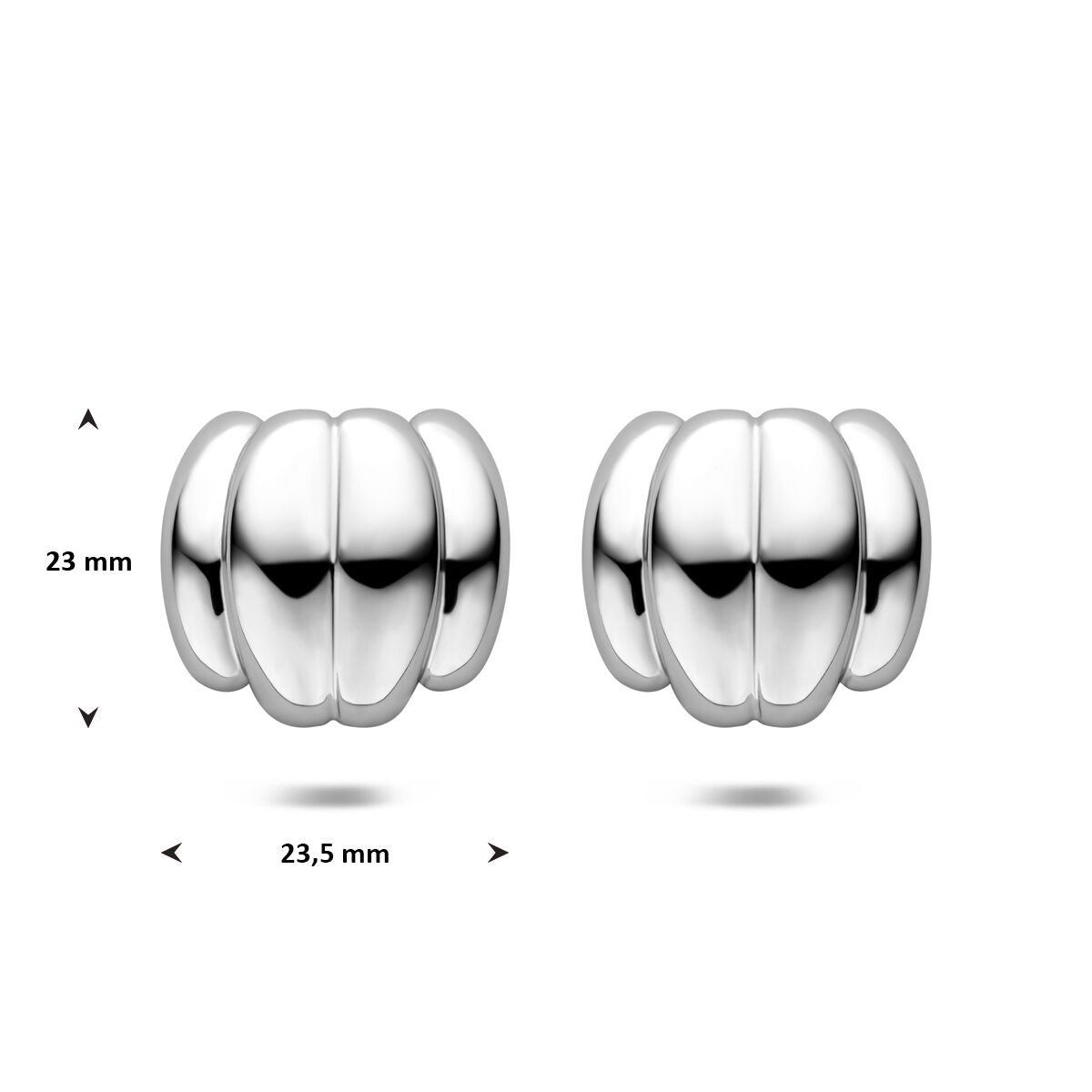 Puces d'oreilles en acier pour femme rondes argentées 23 mm