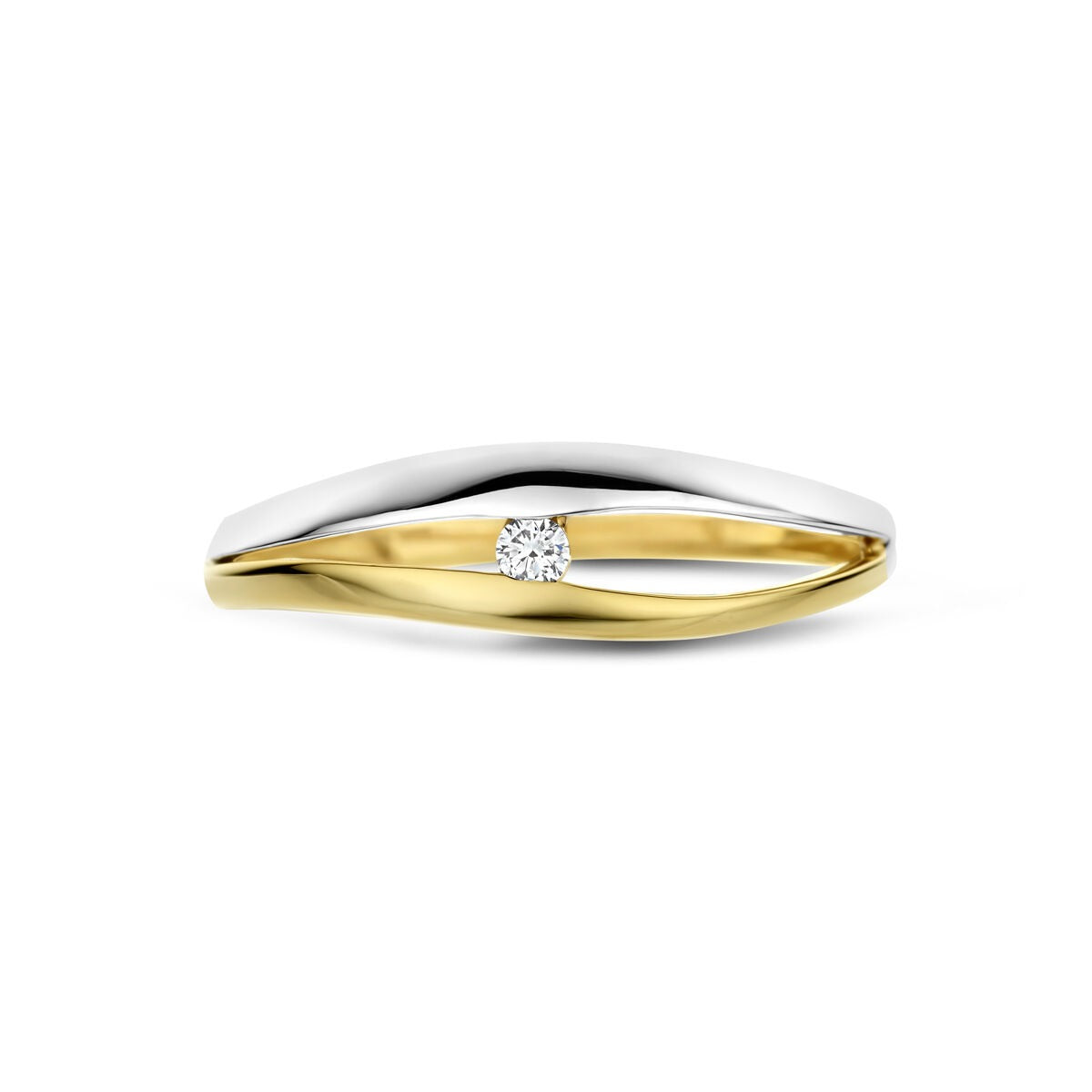 Bague pour femme bicolore en or 14k avec diamant cultivé en laboratoire