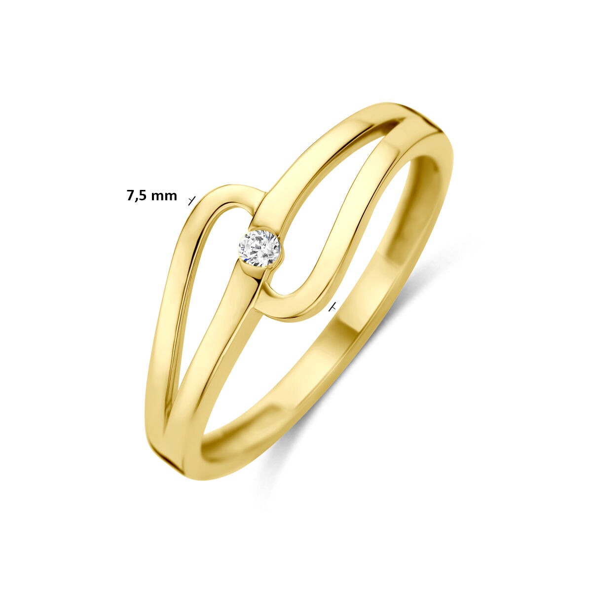 Bague en or jaune 14k avec zircone solitaire