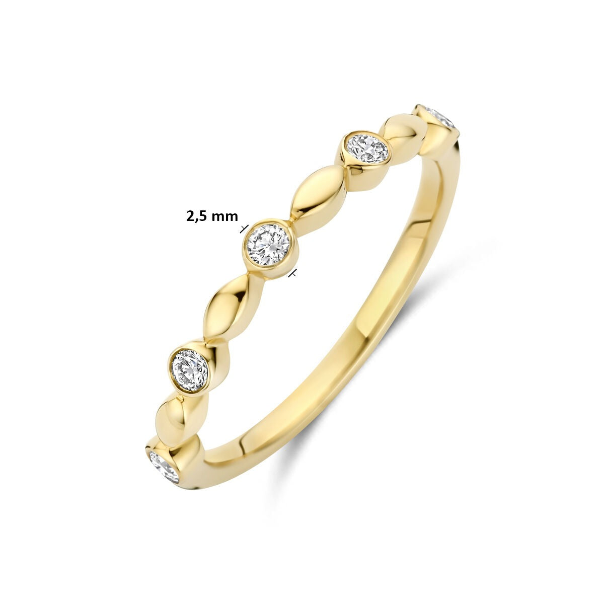 Bague en or jaune 14k avec diamant cultivé en laboratoire 0.13 ct