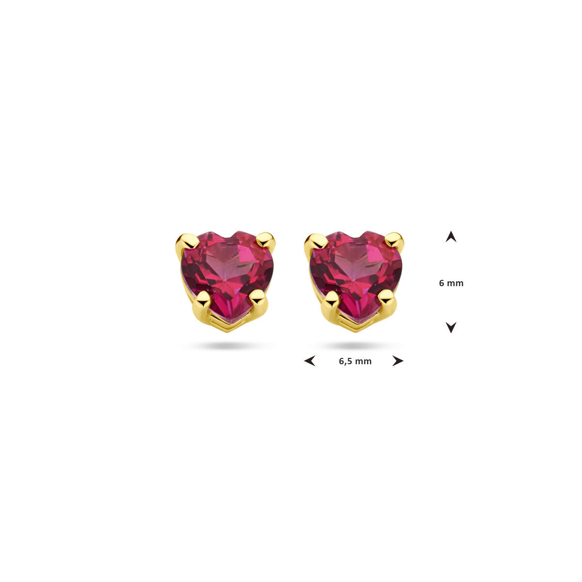 Puces d'oreilles en or jaune 14k avec topaze rose en forme de cœur