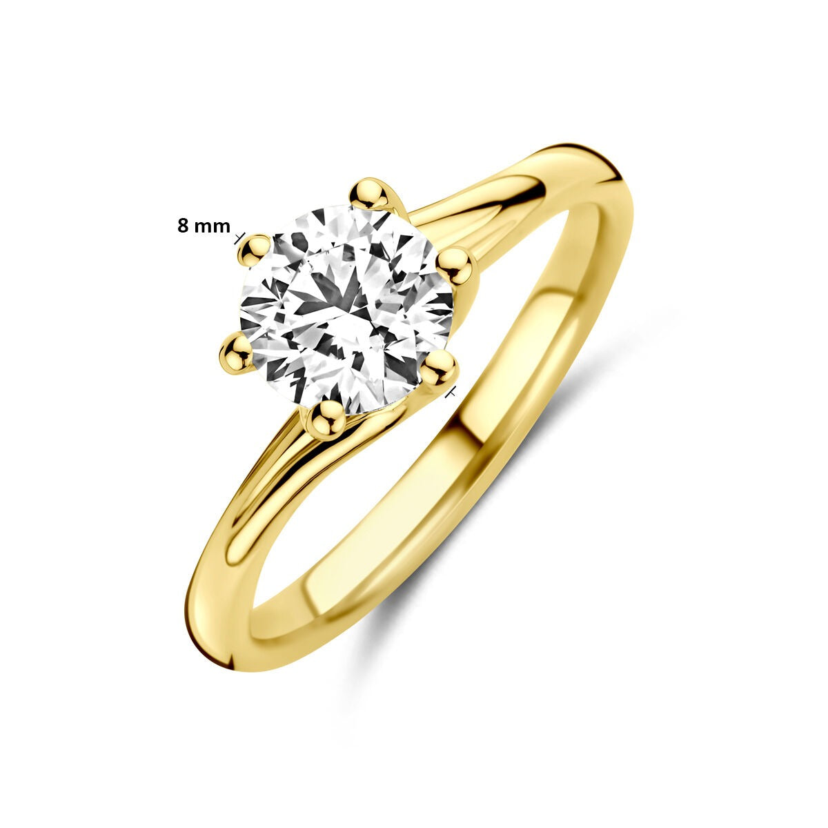 Bague en or jaune 14k avec diamant de culture de 1.00ct