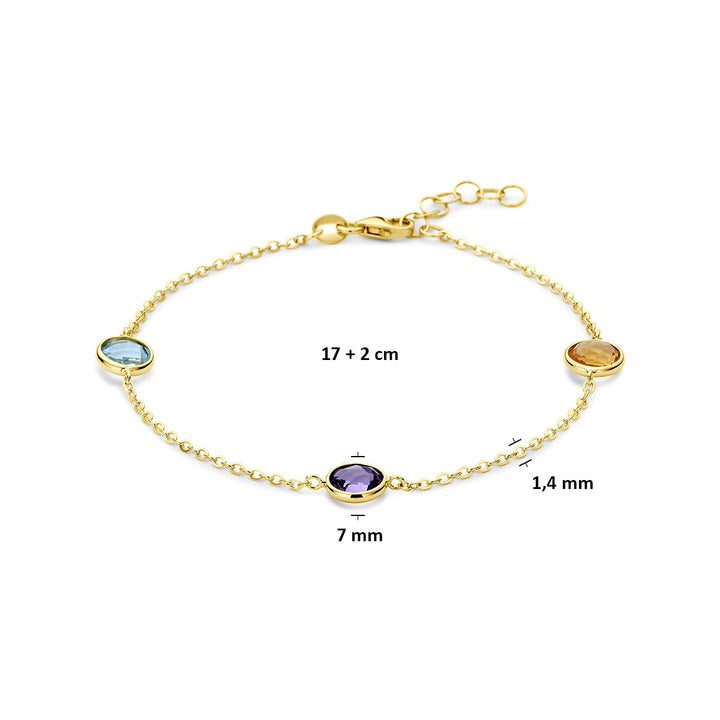 14k Geelgouden armband met citrien, amethist en topaas