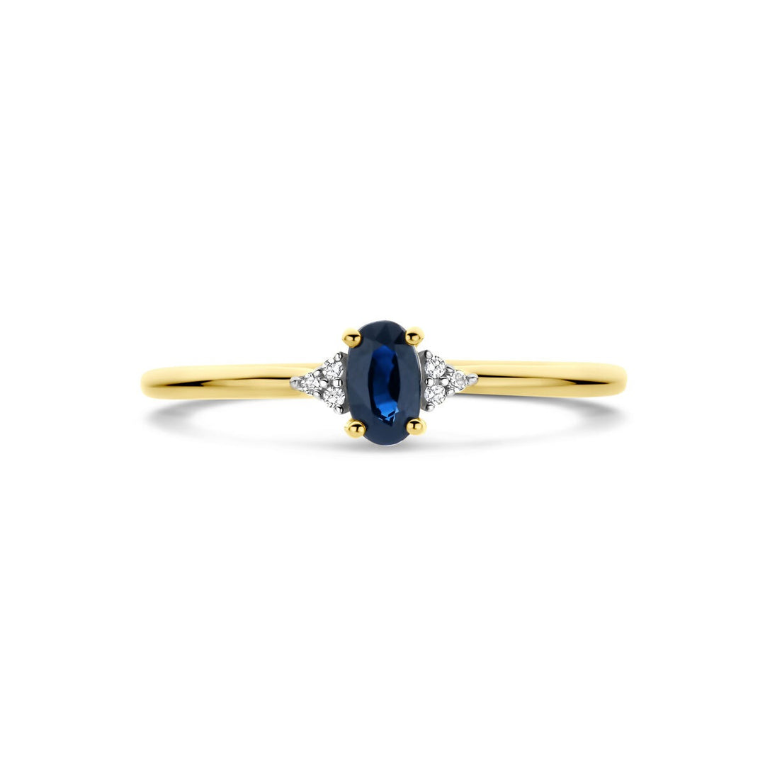 Gouden ring met saffier en diamant – 14k