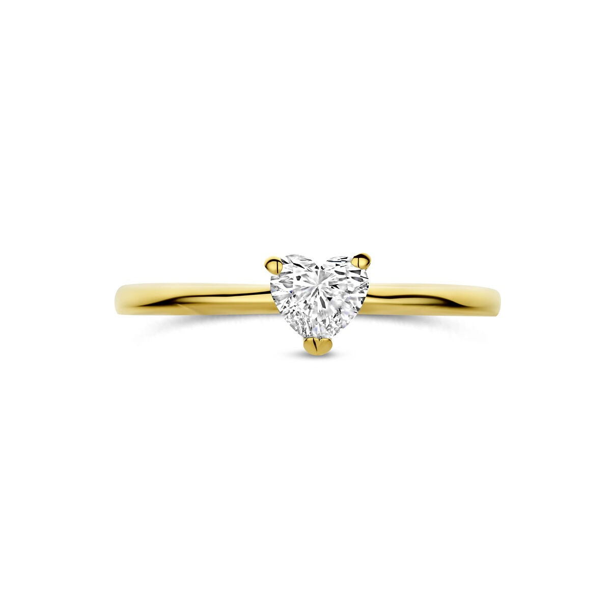 Bague en or jaune 14k avec diamant lab grown en forme de cœur 0.30ct