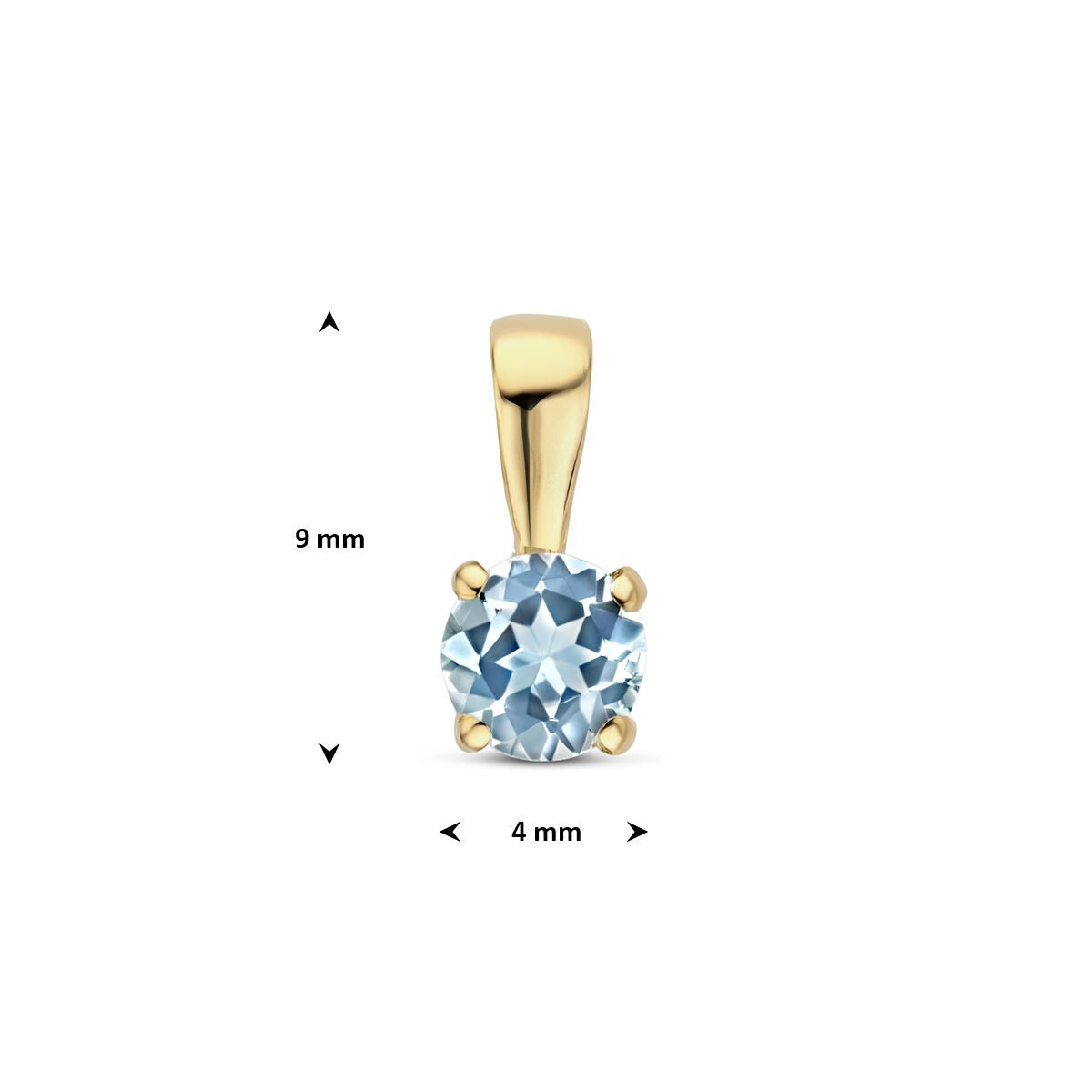 Pendentif en or jaune 14k avec topaze bleue