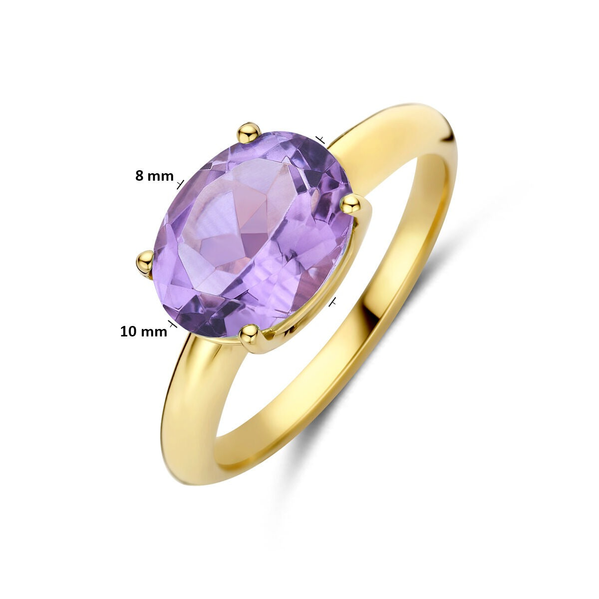 bague en or jaune 14k avec améthyste