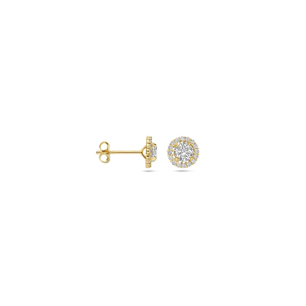 Puces d'oreilles en or jaune 9k avec zircone