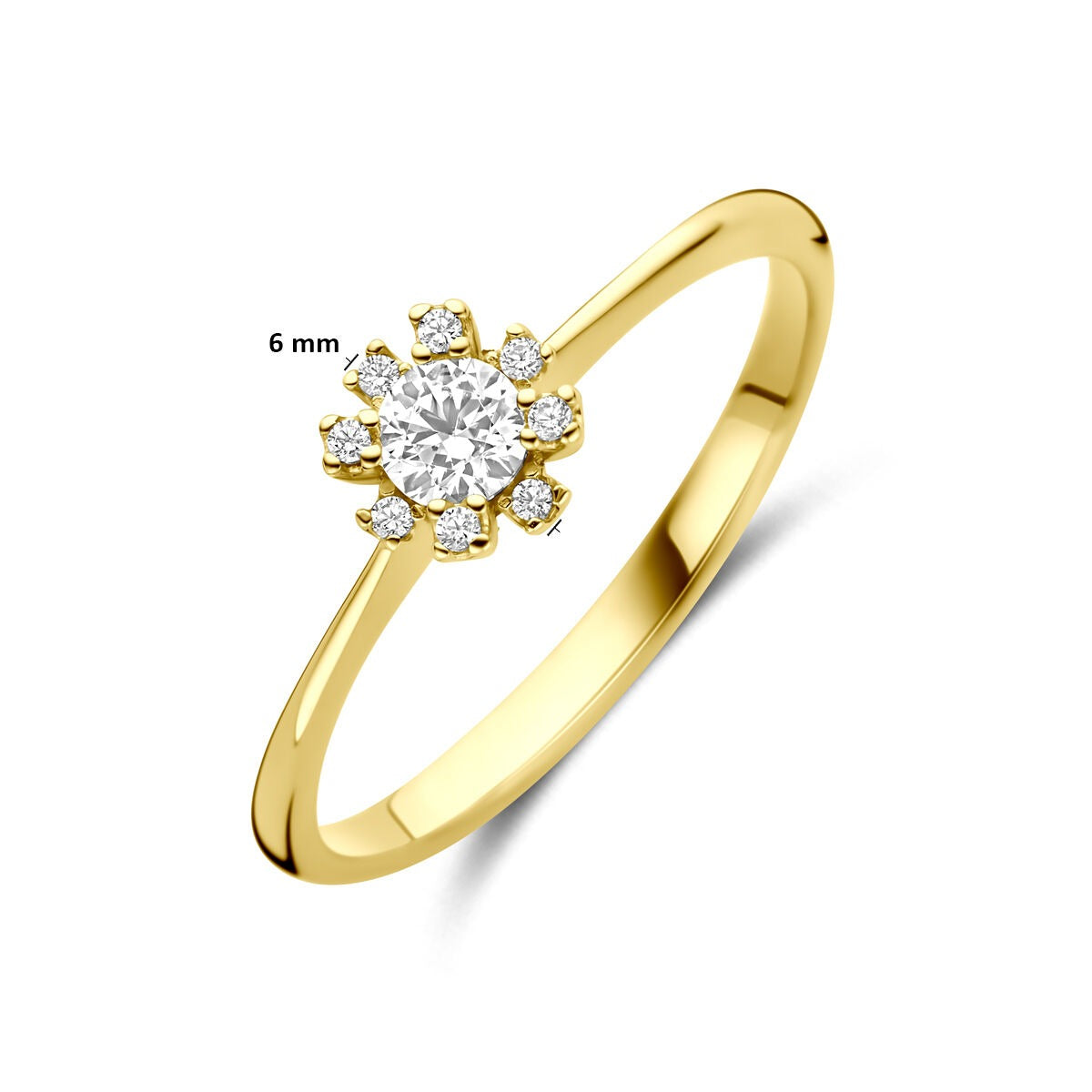 bague pour femme en or jaune 14k avec zircone – bague élégante en style entourage