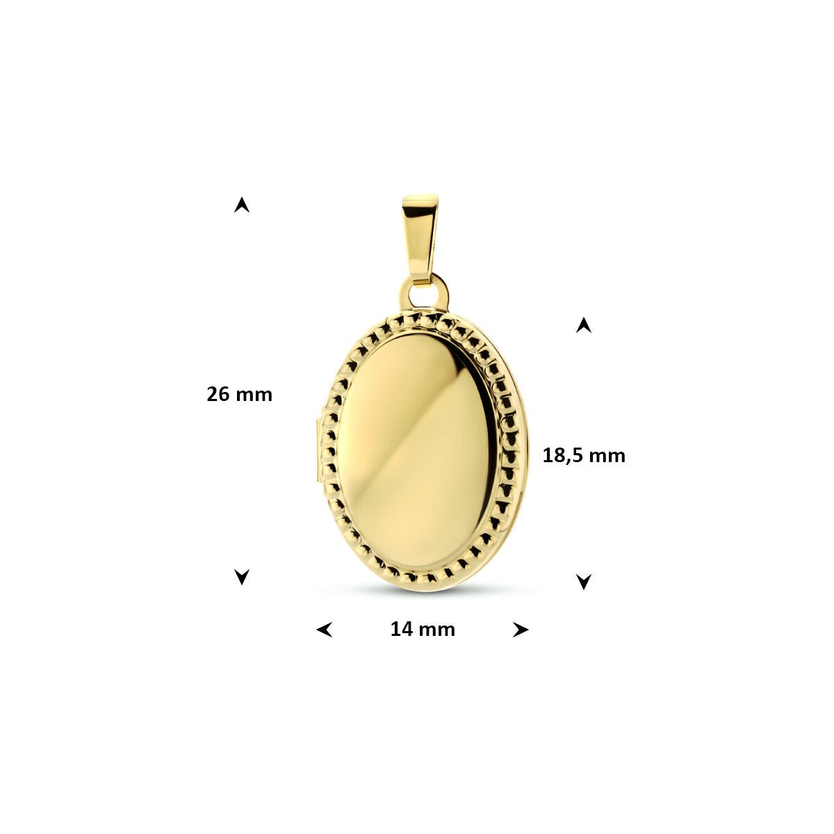 médaillon ovale en or jaune 9k