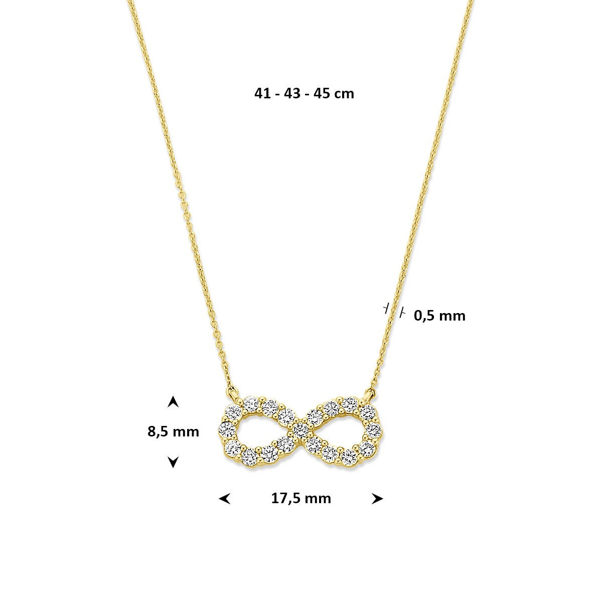 Collier en or 14k avec pendentif infini et diamant cultivé en laboratoire