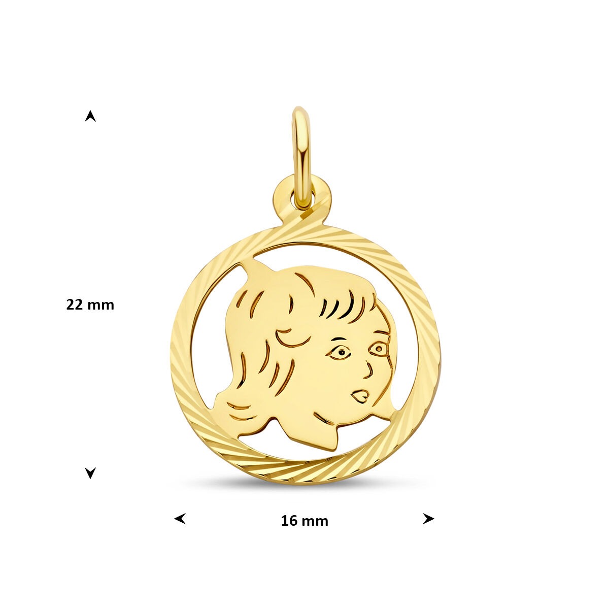 pendentif rond en or jaune 9k pour enfant