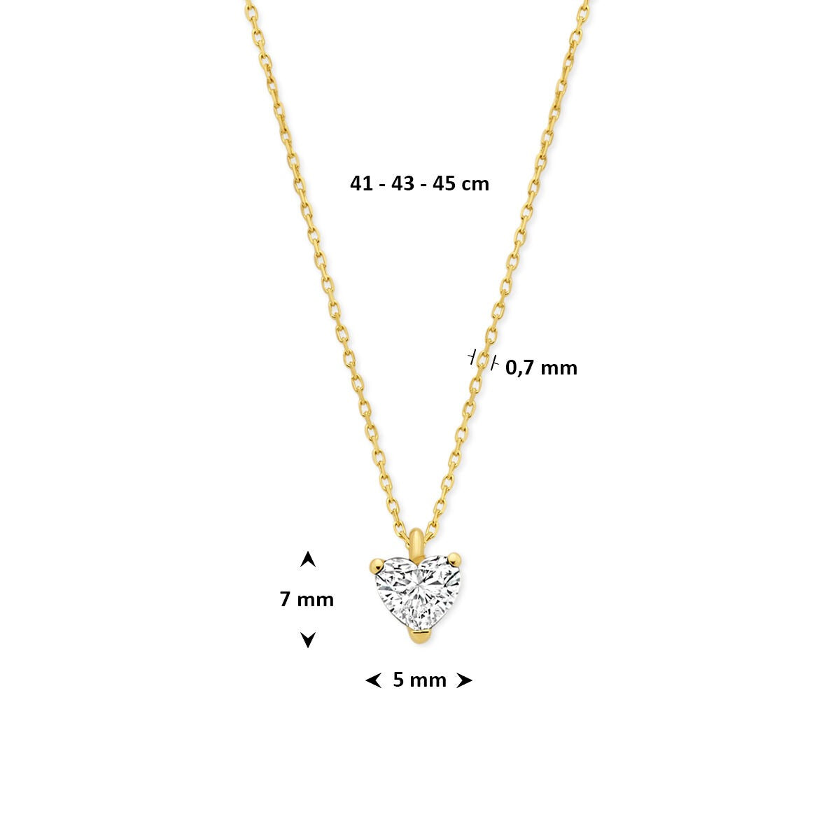 Collier en or jaune 14k avec diamant lab grown en forme de cœur 0.30ct