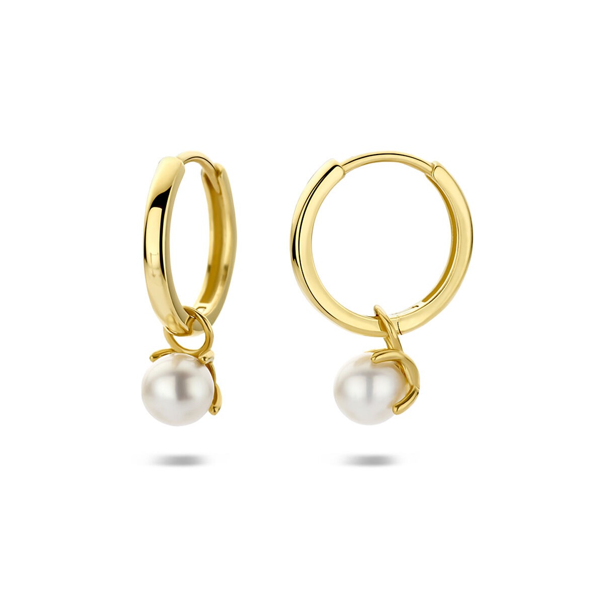 créoles en or jaune 14k avec perles