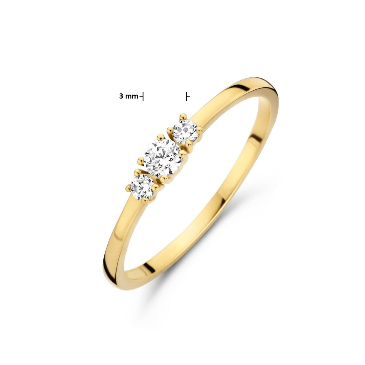 Bague pour femme en or jaune 9k avec rangée de zircones
