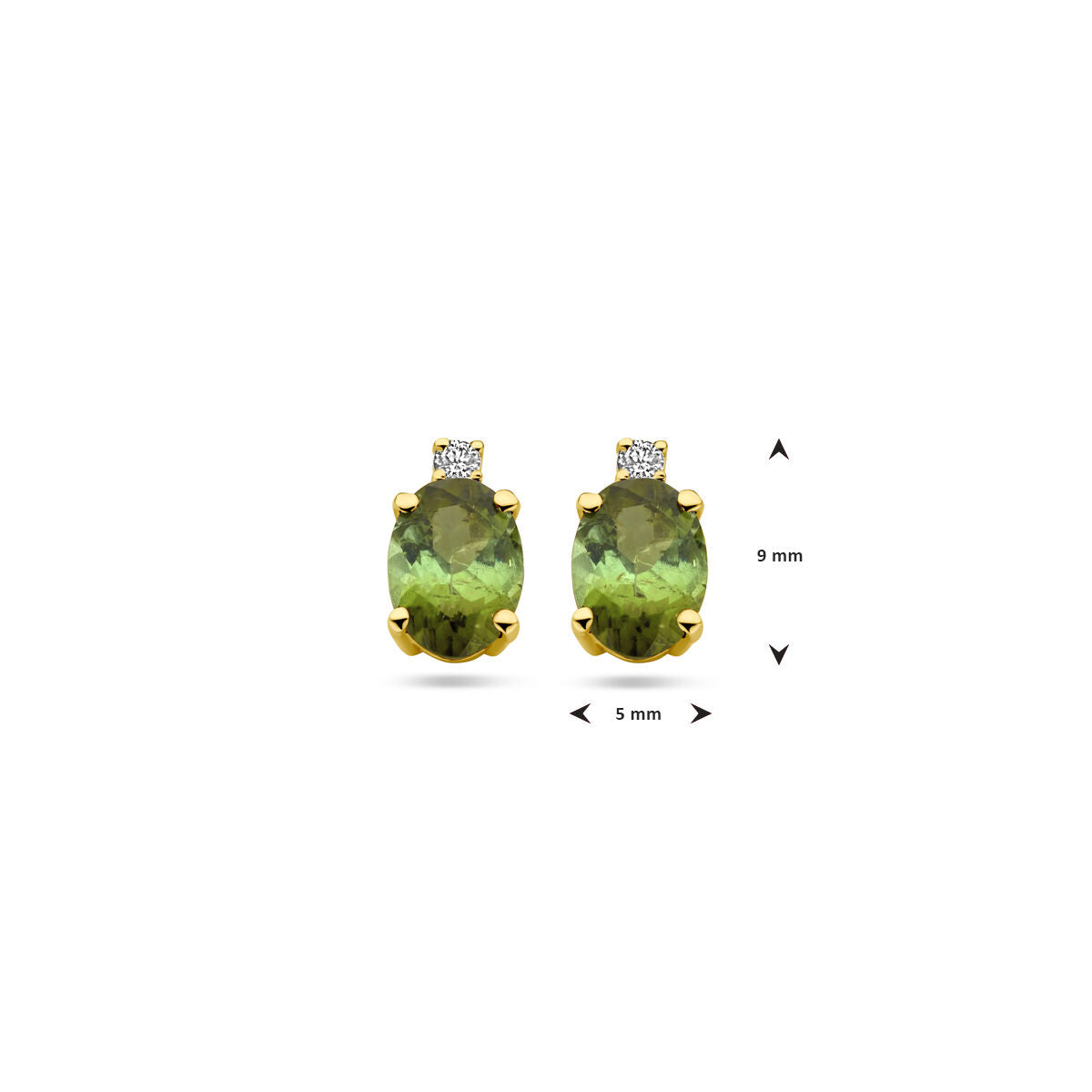 Puces d'oreilles en or jaune 14k avec tourmaline et diamant