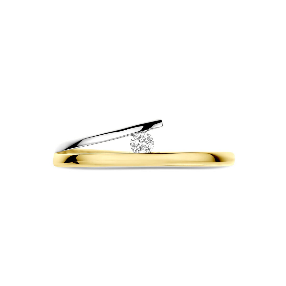 Bague pour femme bicolore en or avec diamant – or jaune et or blanc 14k