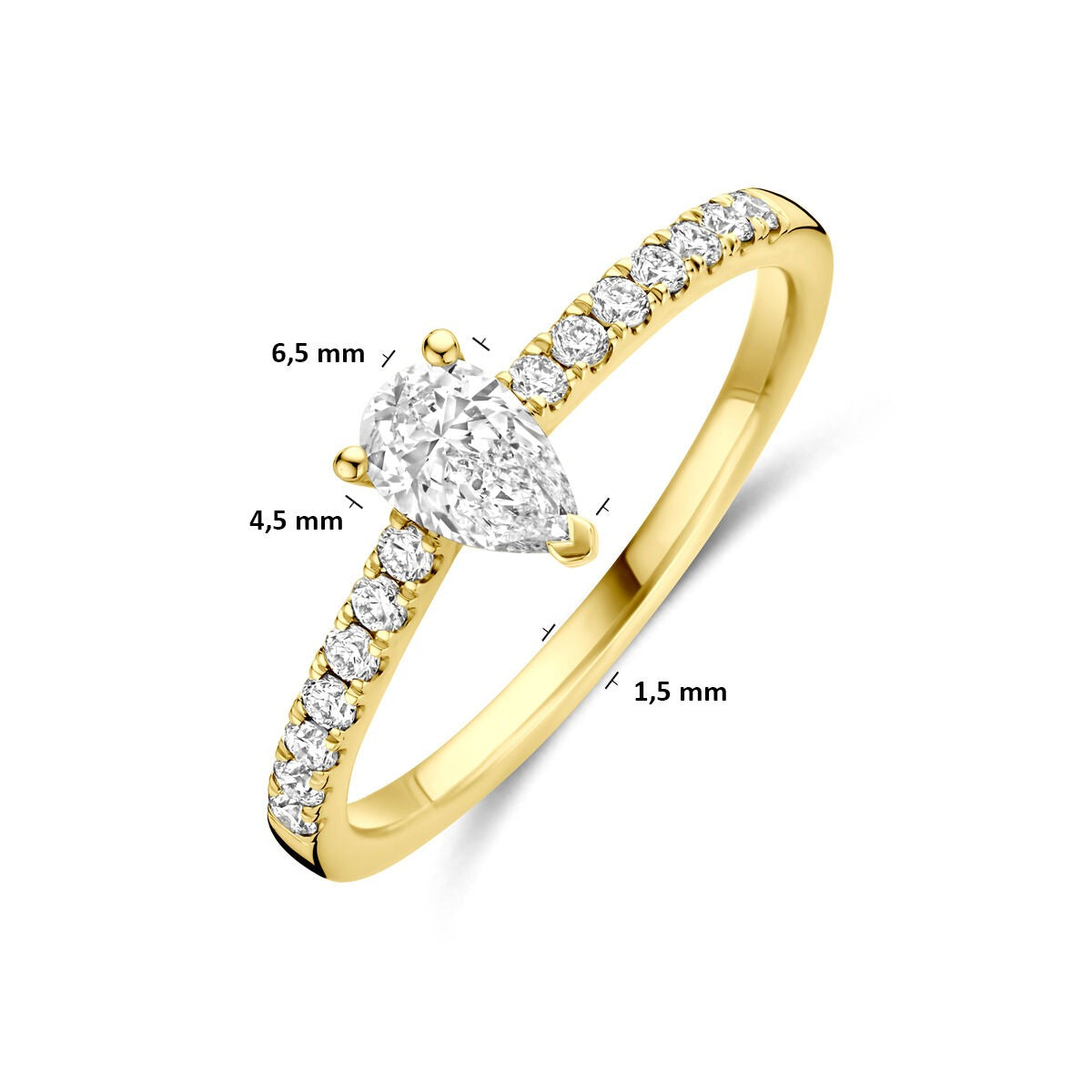 Bague en or 14k avec diamant cultivé en laboratoire - taille poire