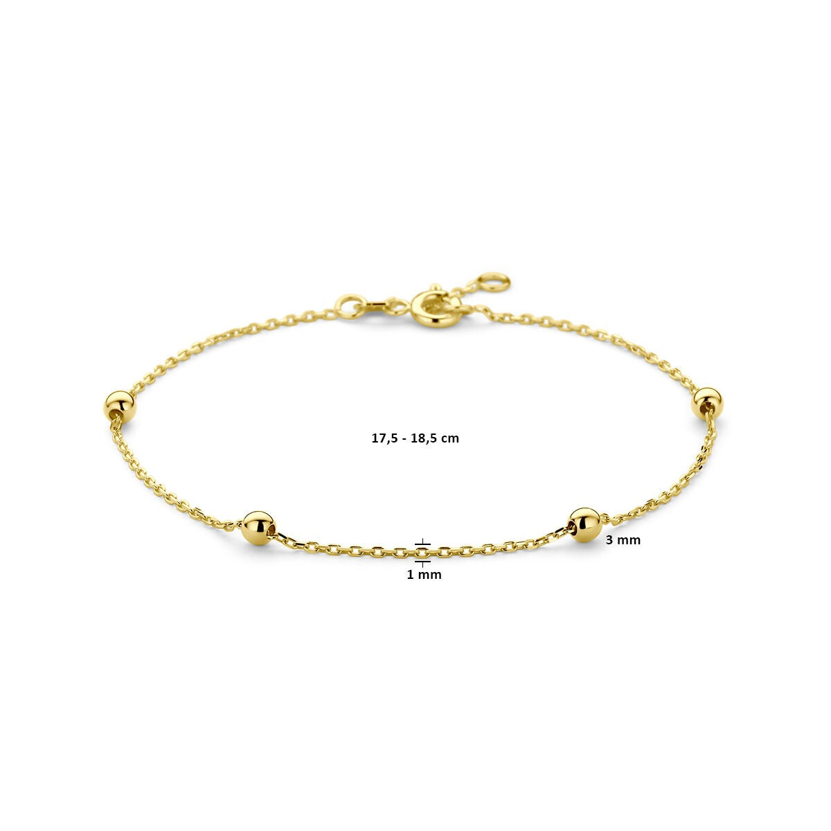 Bracelet en or avec billes – 9k couleur or jaune