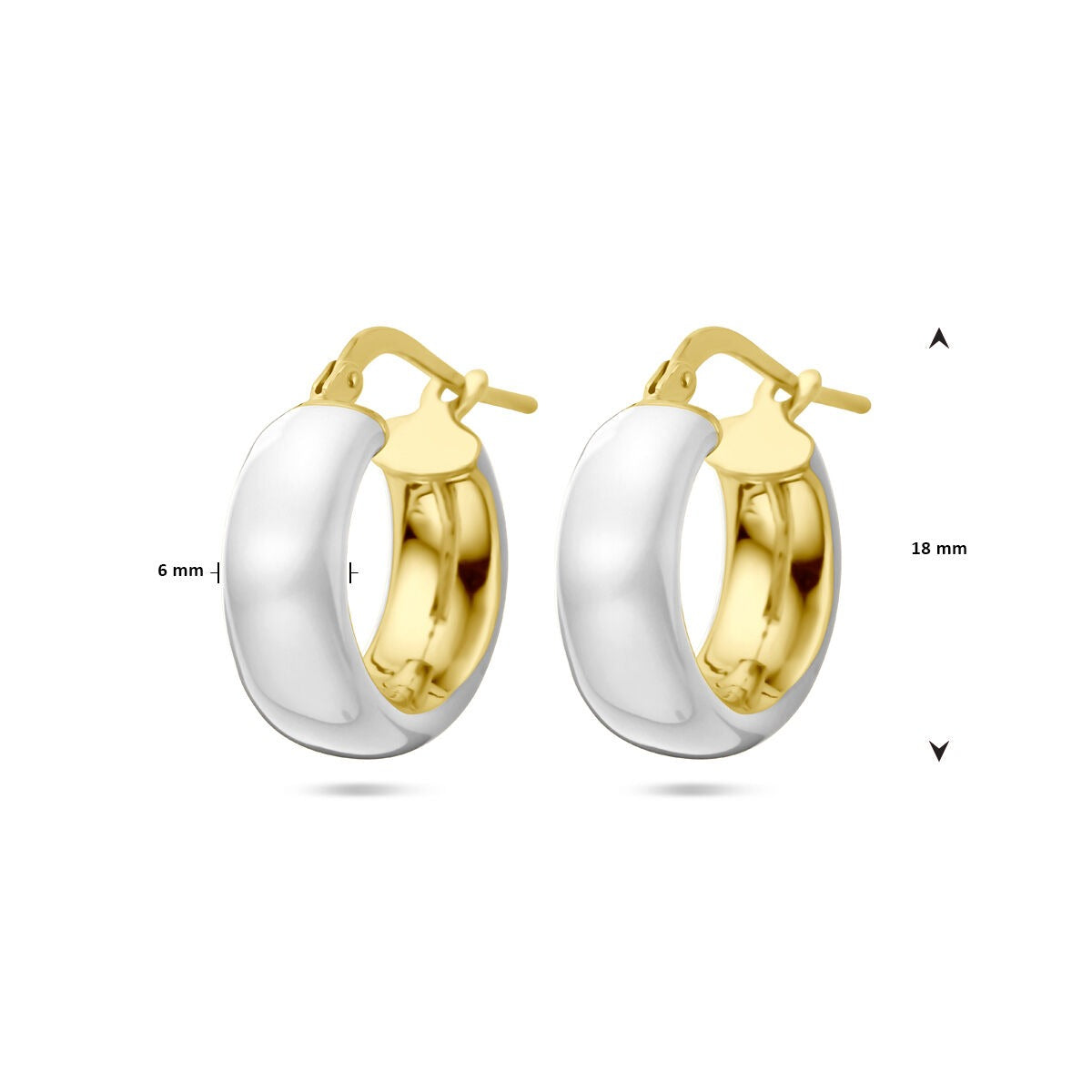Créoles en argent plaqué or avec émail blanc – or jaune sur argent 925