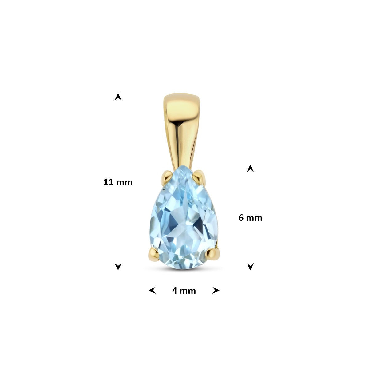 Pendentif en or jaune 14k avec topaze bleue