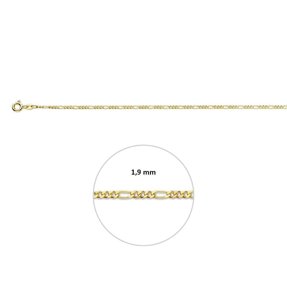 Collier en maille figaro couleur or jaune – 9k