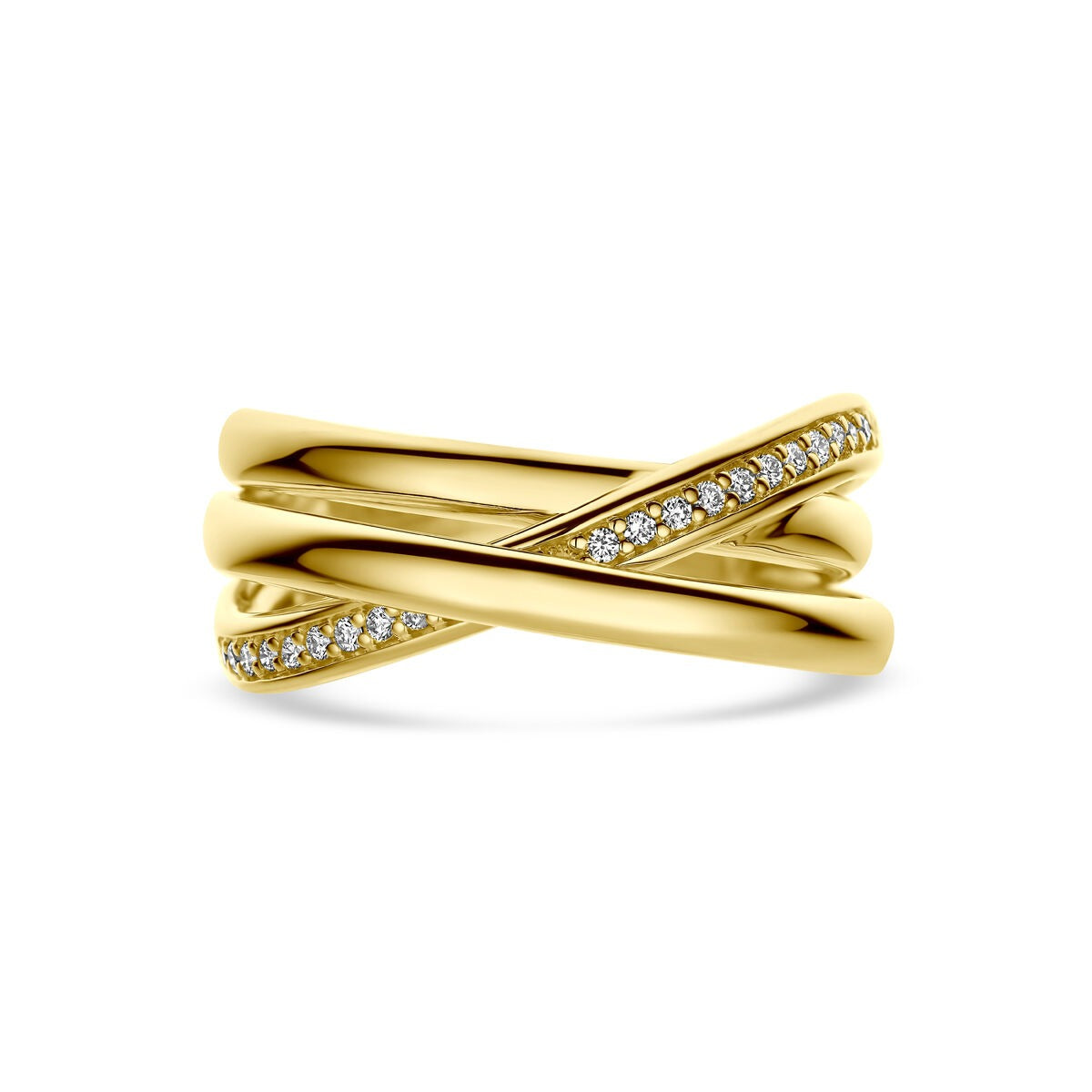 Bague alliance en or jaune 14k avec diamant 0,15 ct