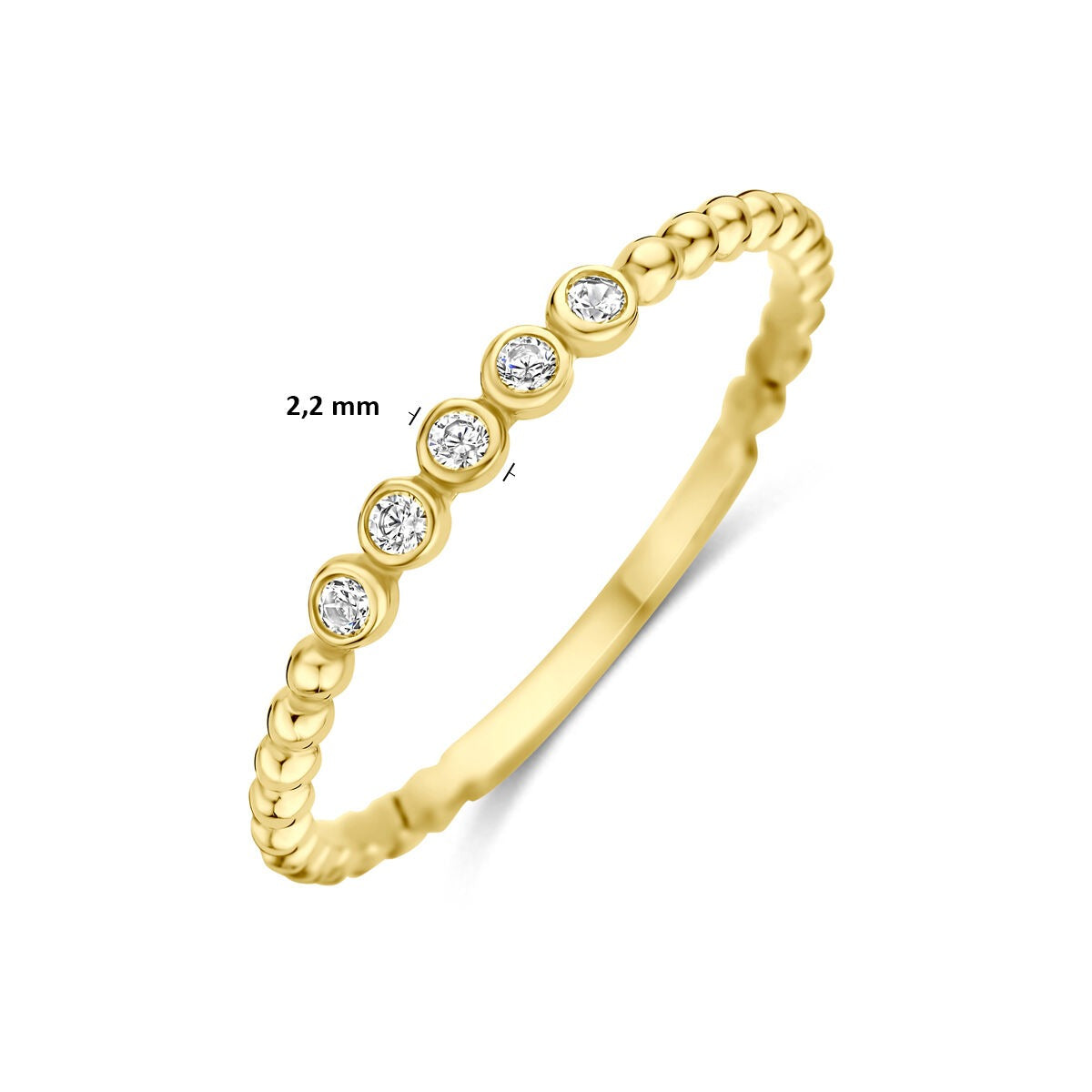 Bague en or jaune 14k avec entourage en zircone