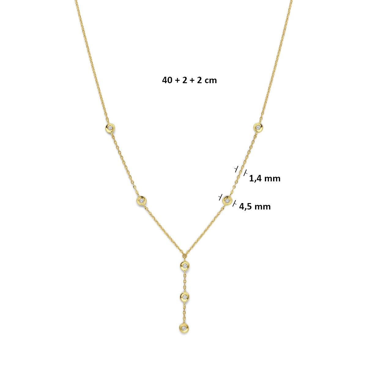 collier en or jaune 14k avec diamant 0,21 ct