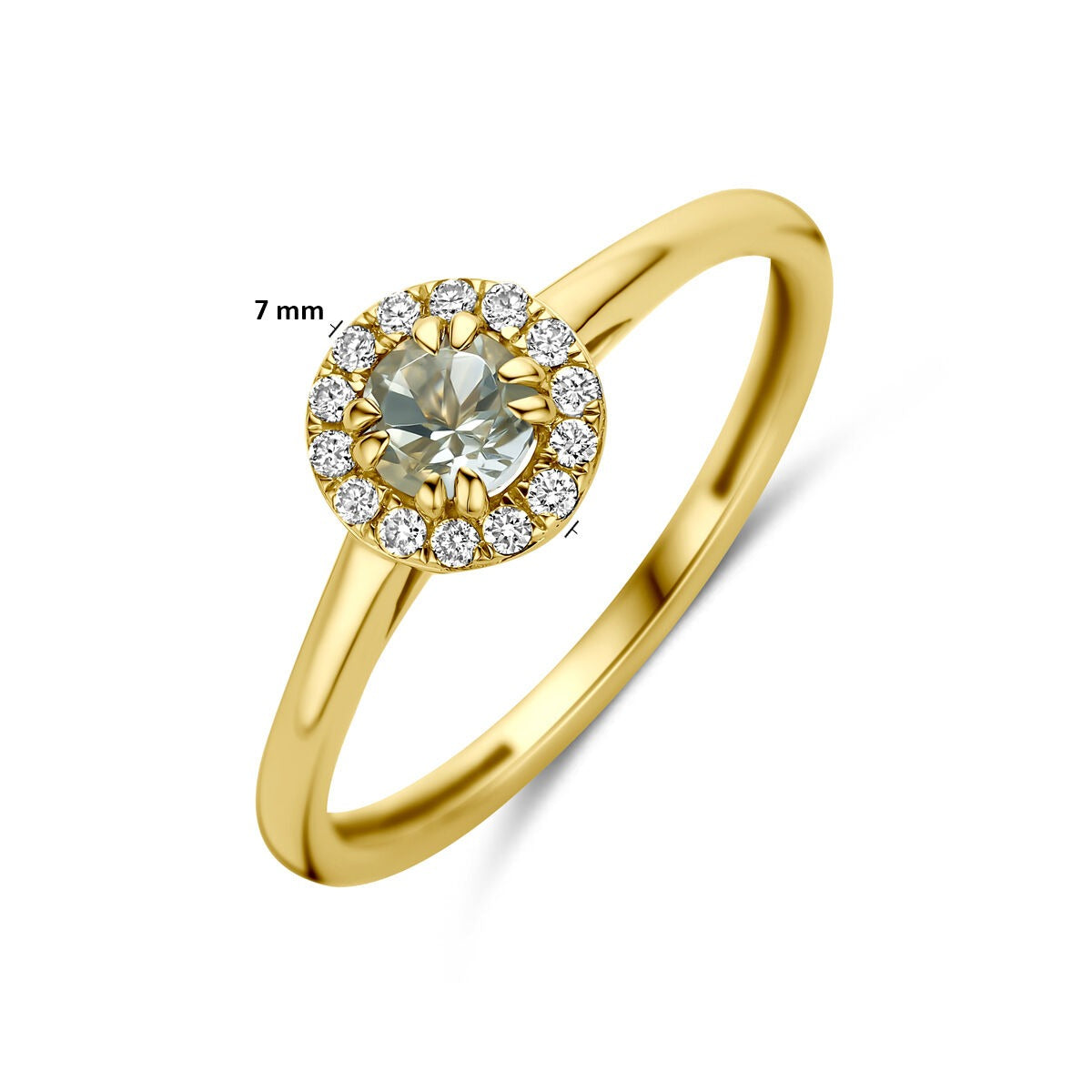 Bague en or jaune 14k avec améthyste verte et diamant cultivé en laboratoire