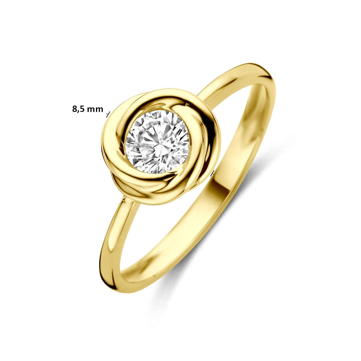 bague pour femme en or jaune 14k avec zircone – bague solitaire au design classique
