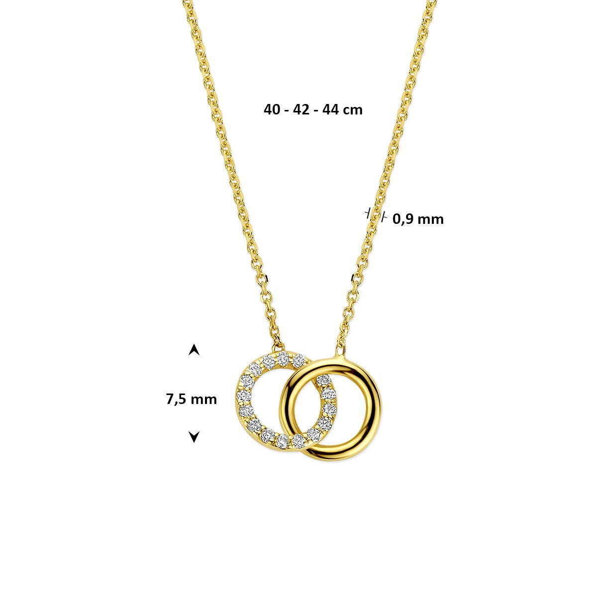 Collier en or jaune 14k avec diamant cultivé en laboratoire 0.09ct