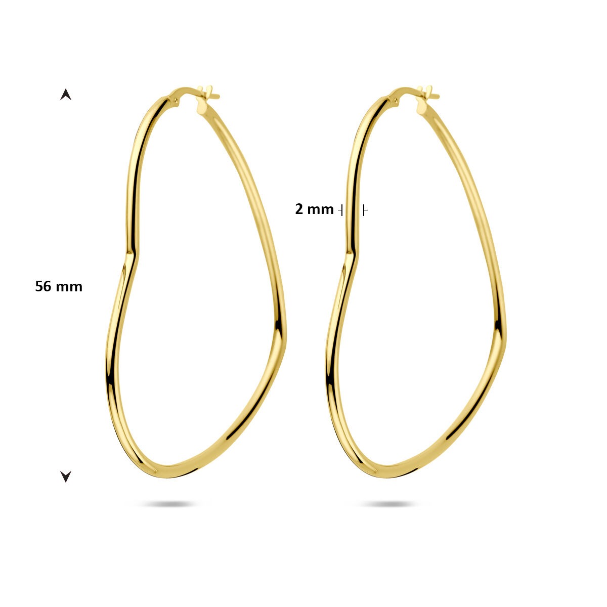 Créoles en argent plaqué or en forme de cœur pour femme