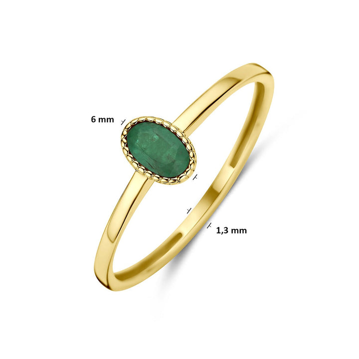 14k Geelgouden ring met smaragd