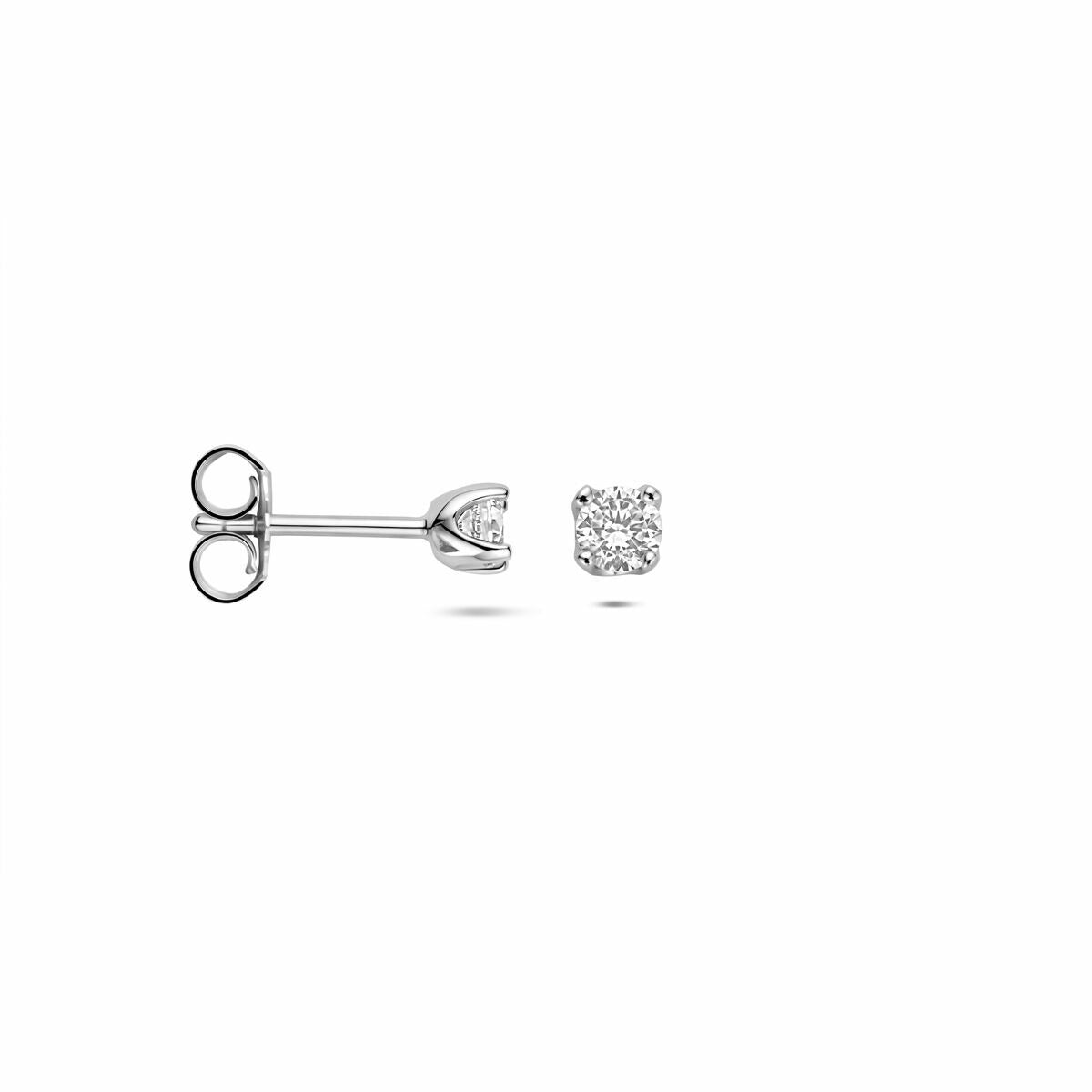 Puces d'oreilles en argent avec zircone - rhodié argent 925