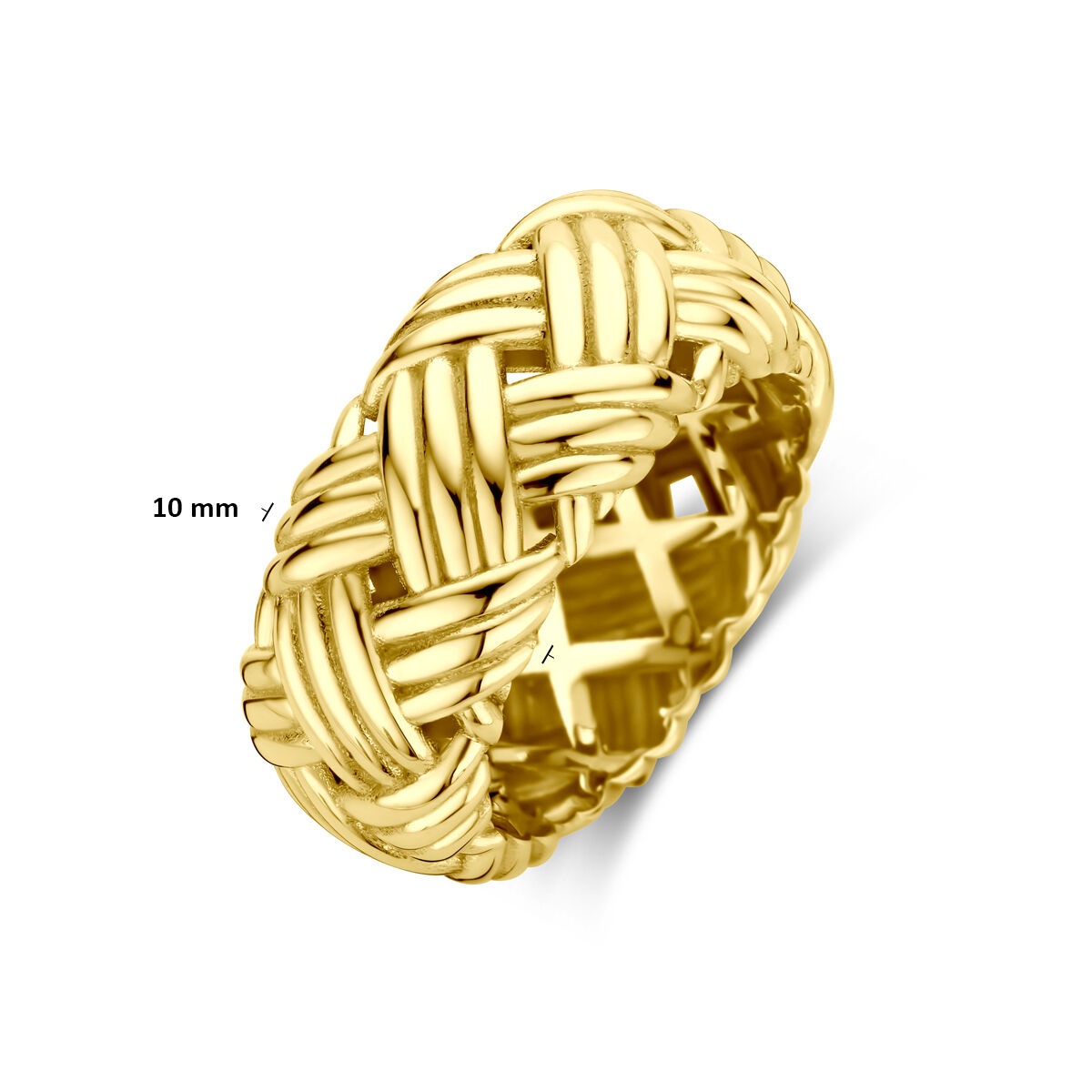 Bague pour femme en or jaune 14k – 10 mm de large