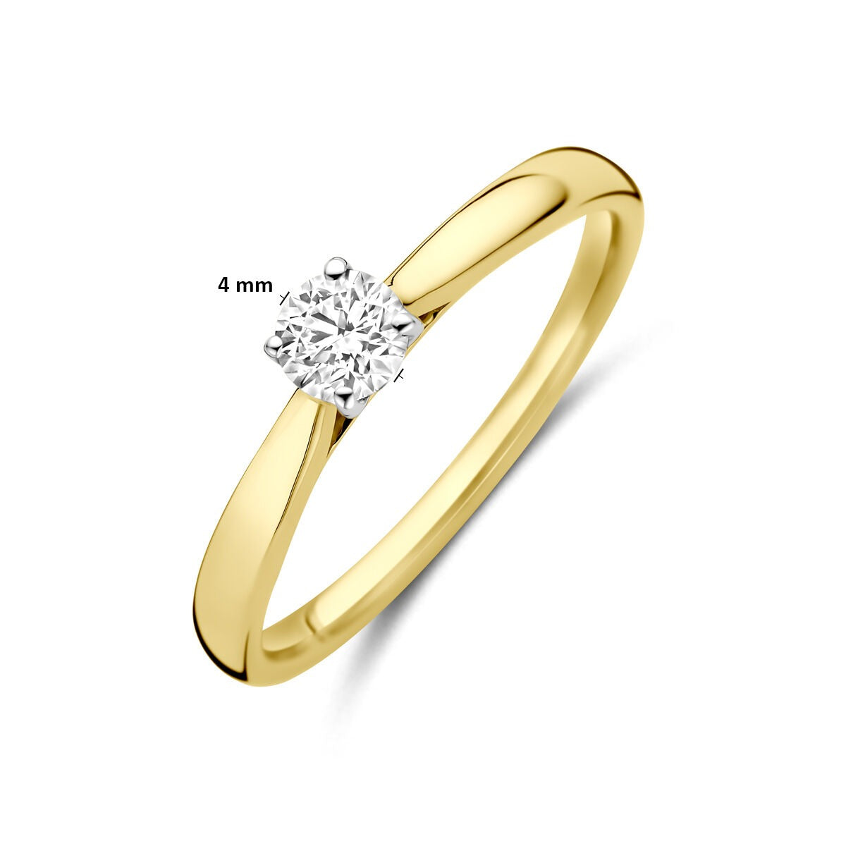 Bague en or jaune et blanc bicolore 14k avec diamant cultivé en laboratoire de 0,25 ct