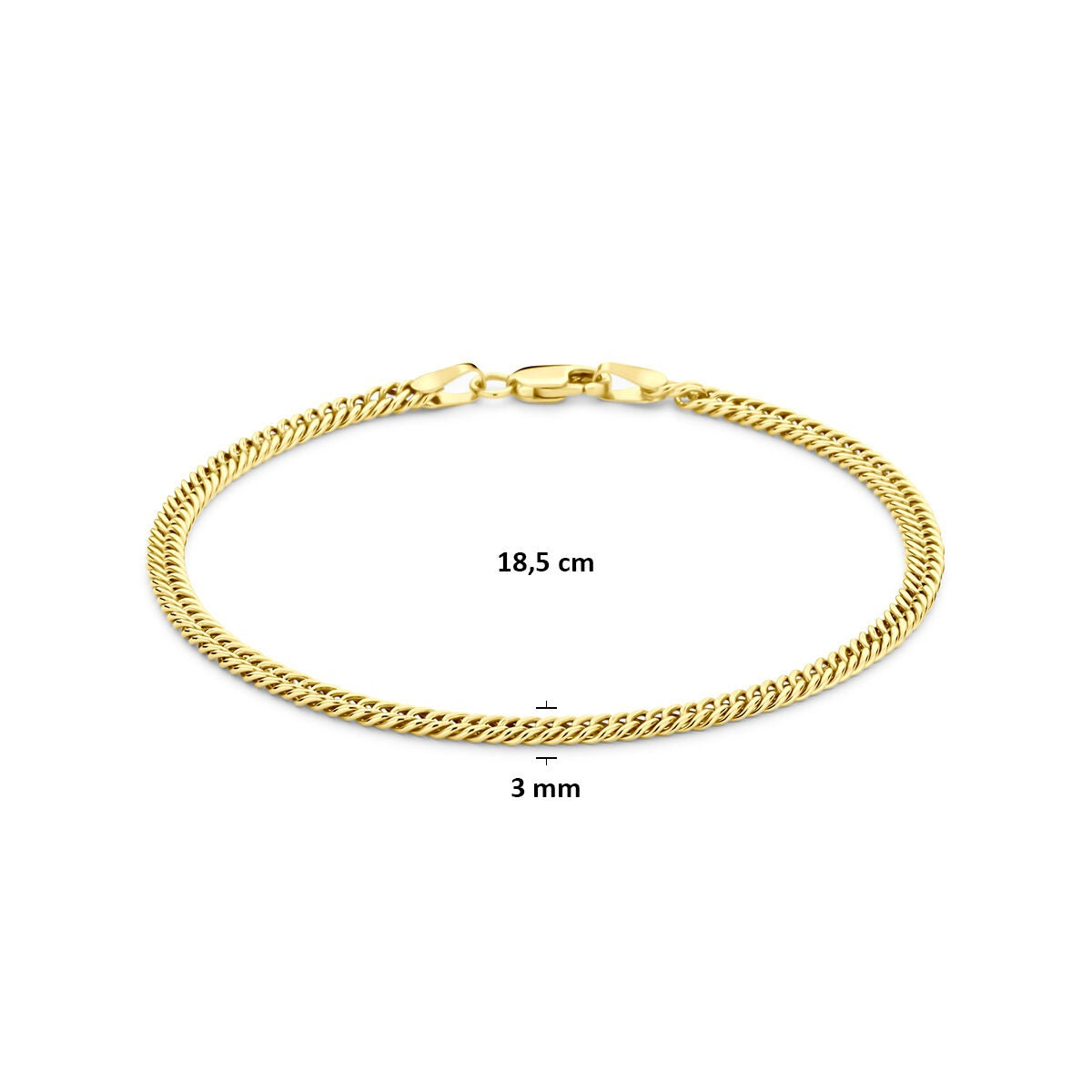 Bracelet en or jaune 14k avec noyau en argent – maille gourmette