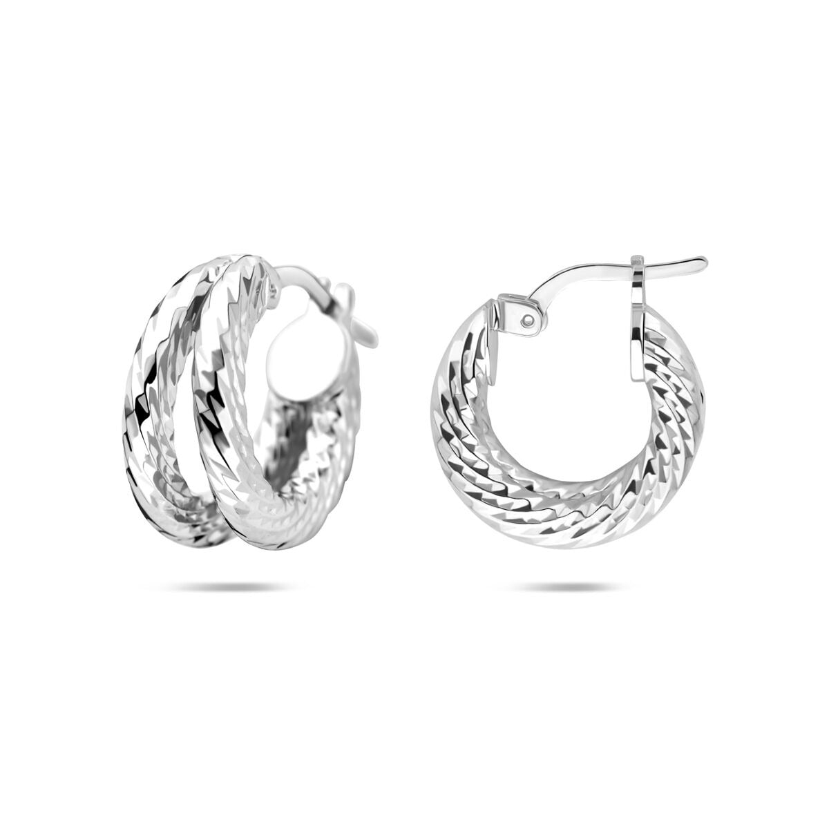 Créoles en argent rhodié torsadées pour femme