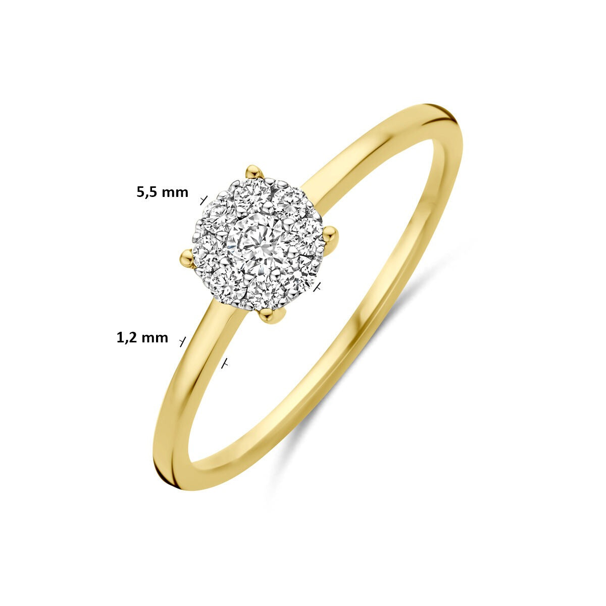 bague en or bicolore 14k avec diamant 0.19ct