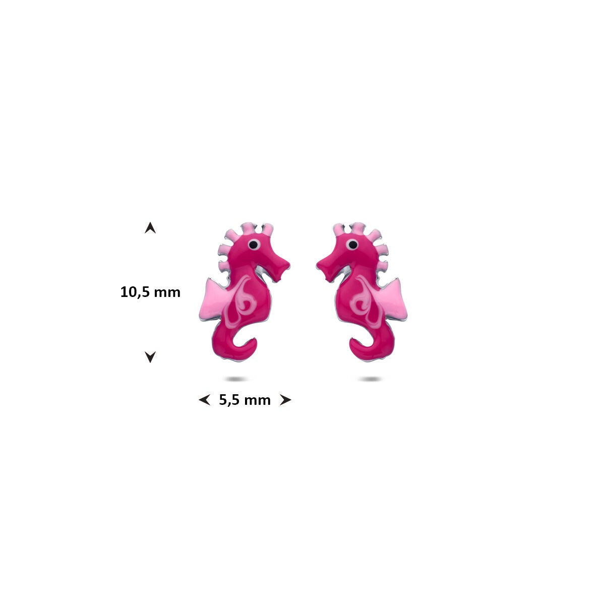Puces d'oreilles pour enfant en argent rhodié hippocampe