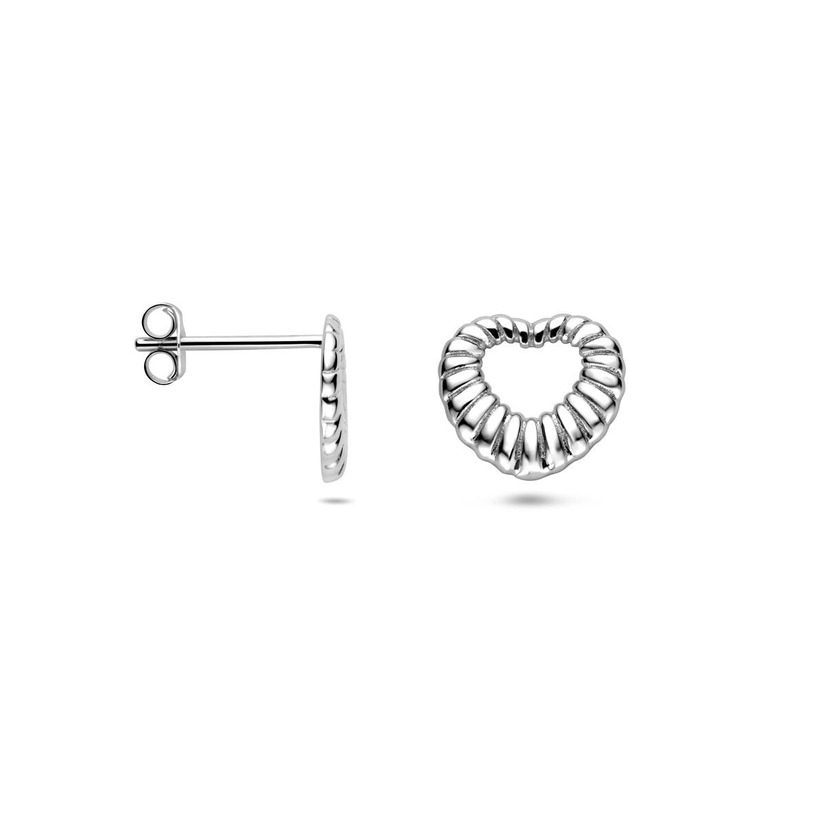 Puces d'oreilles en argent en forme de cœur – rhodié argent 925