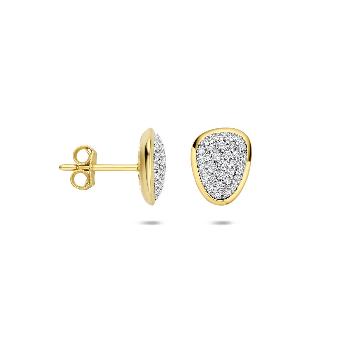 Puces d'oreilles bicolores 14k avec diamant 0.35ct