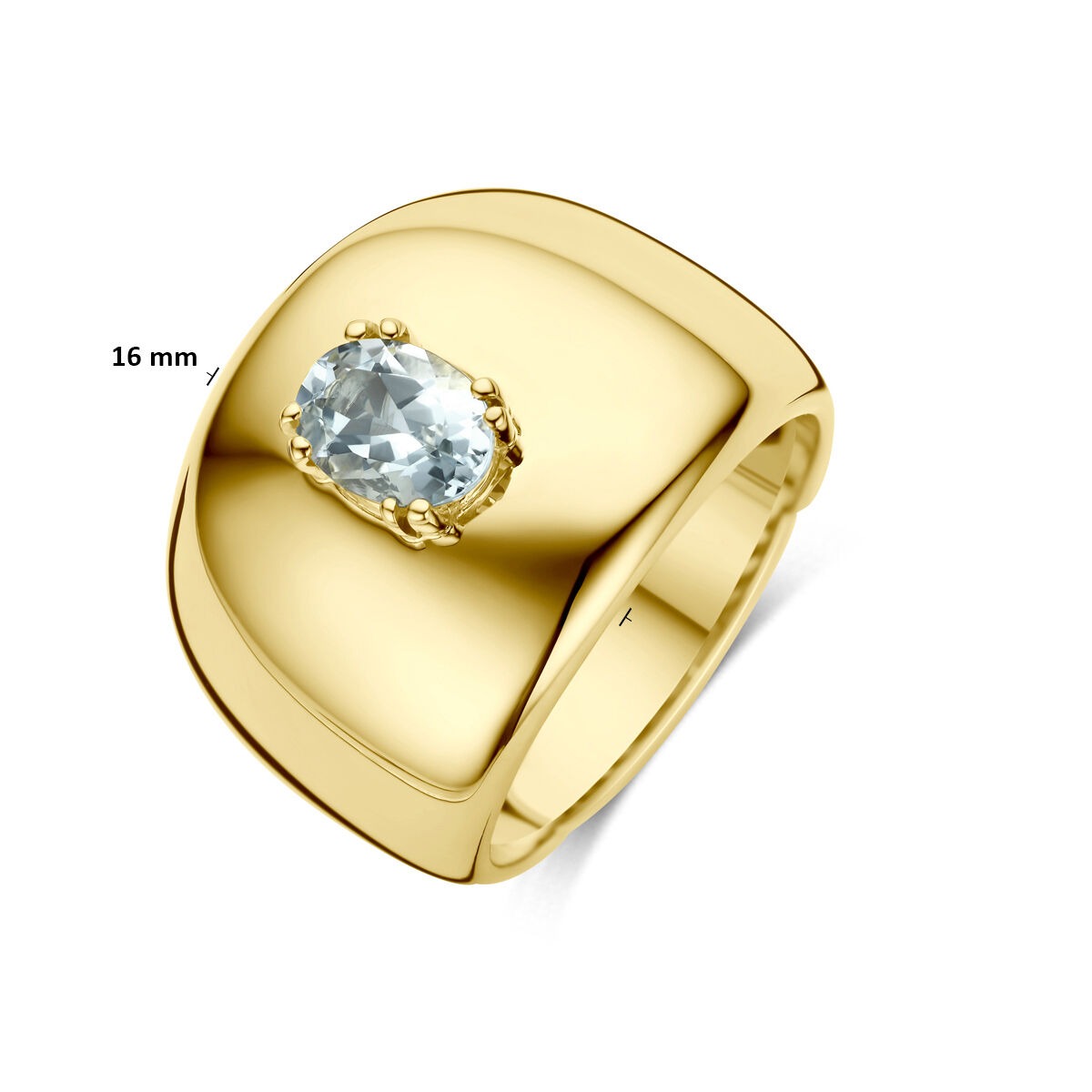 bague en or jaune 14k avec aquamarine