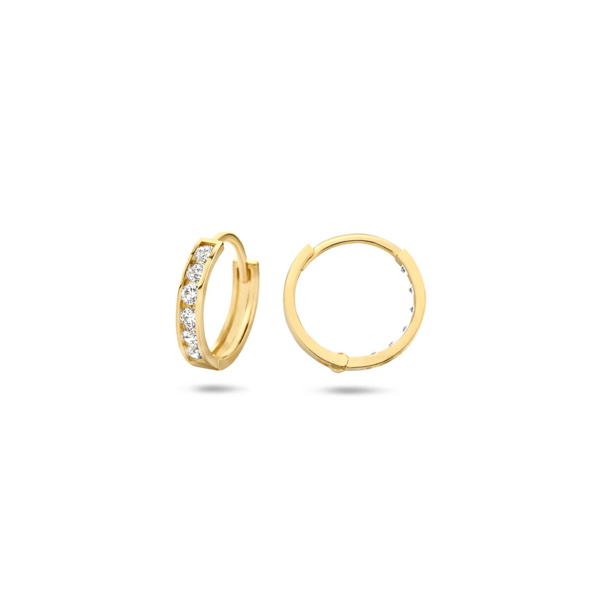 créoles en or jaune 14k avec rangée de zircones – pour femme