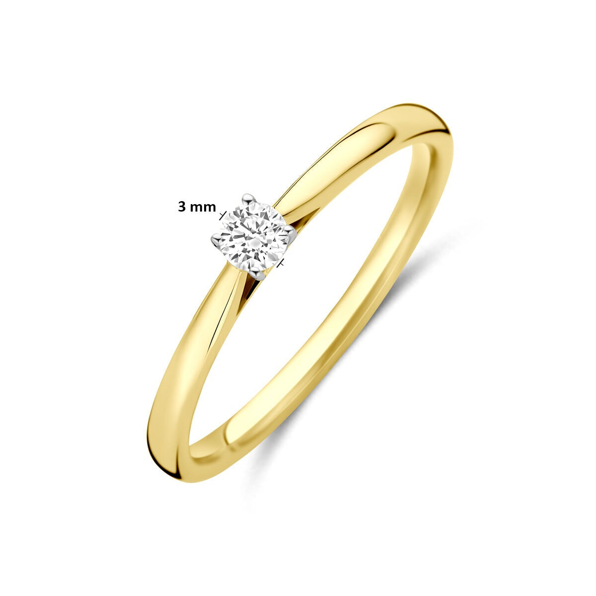 Bague en or jaune et blanc bicolore 14k avec diamant cultivé en laboratoire de 0,10 ct