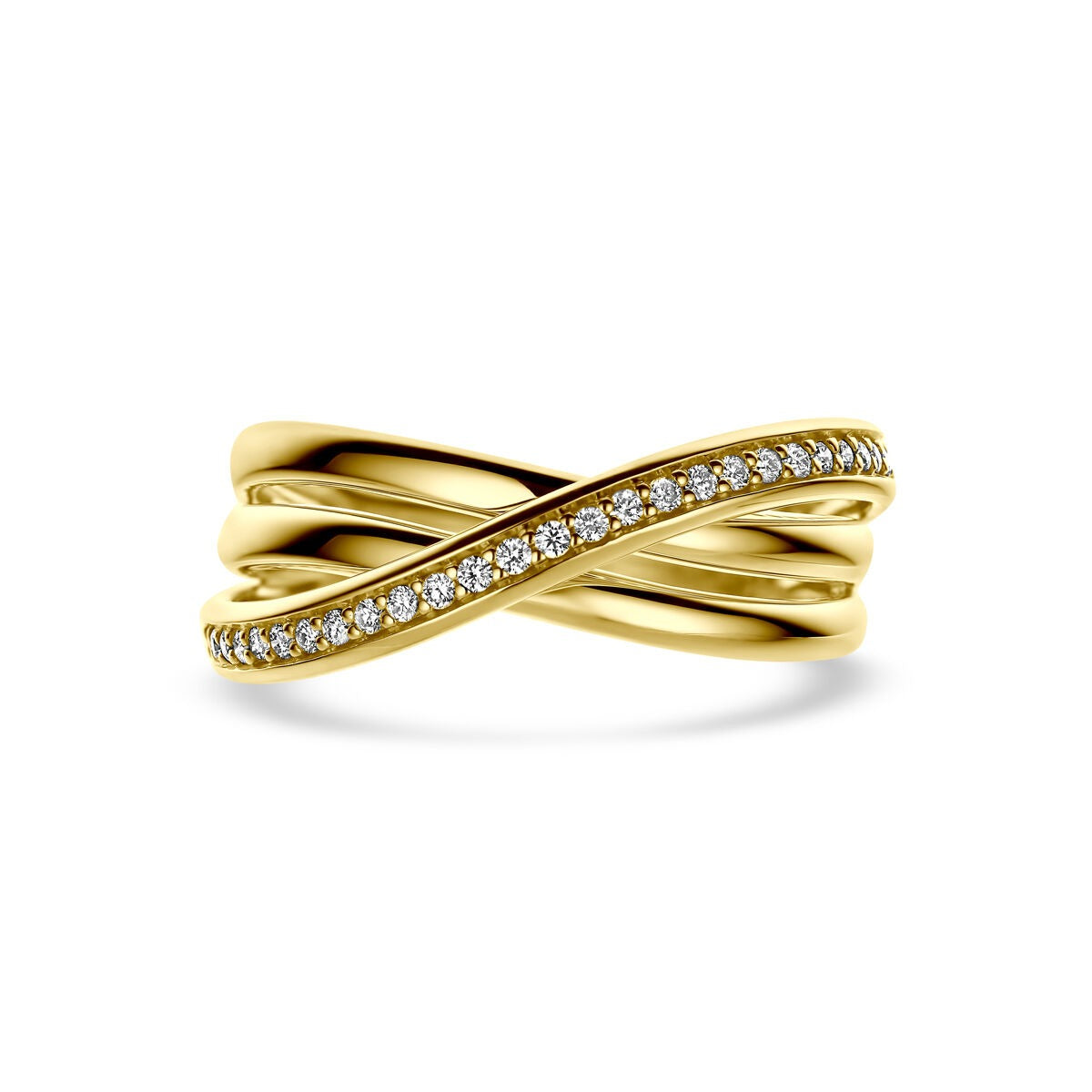 Bague alliance en or jaune 14k avec diamant 0,16 ct